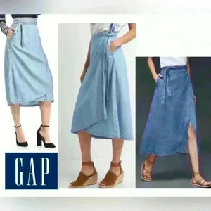 GAP  1969 Denim Cotton Vintage Wrap Light Blue Skirt size XS